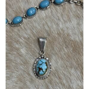 Native American SW Sterling Silver & Golden Hills Turquoise Pendant Signed SY